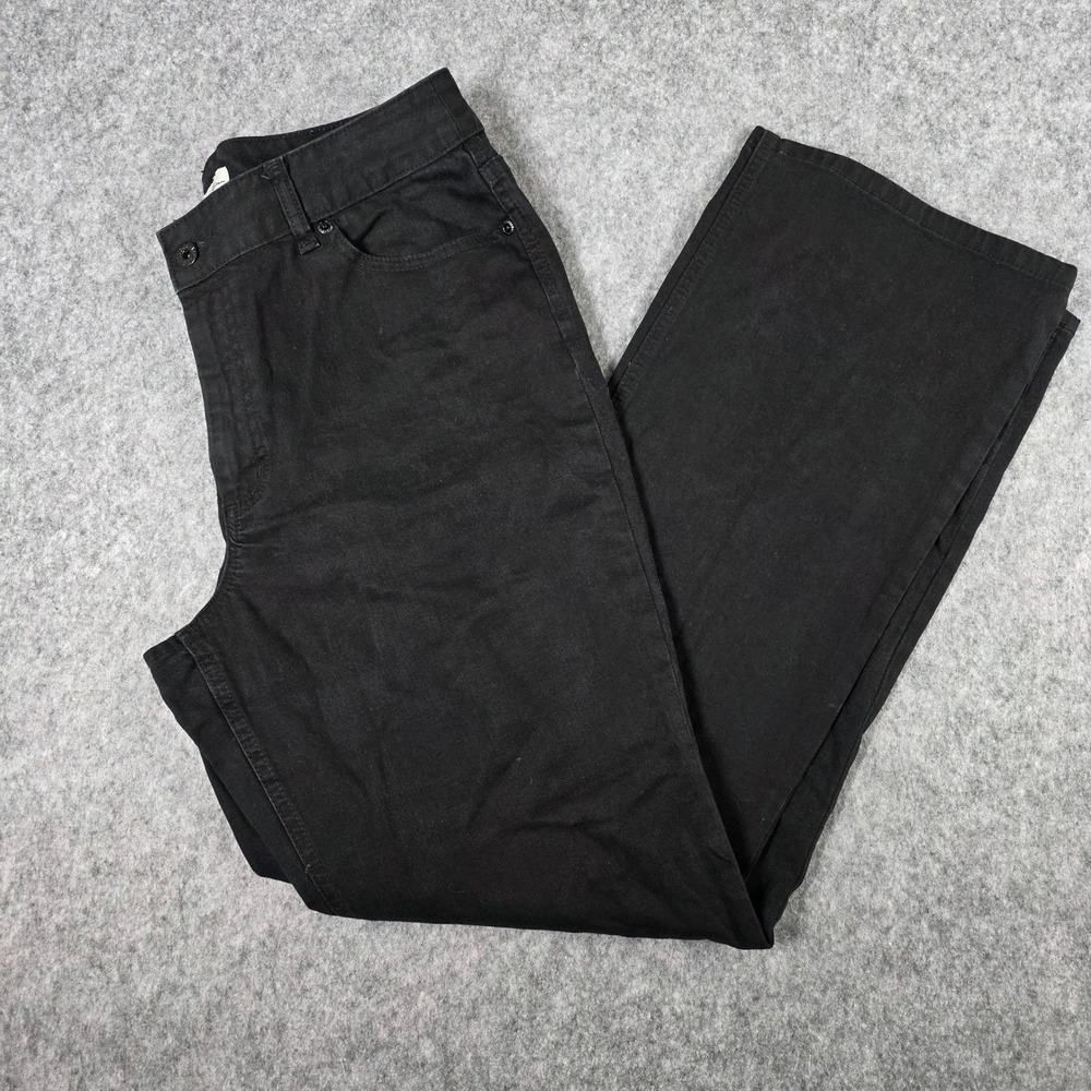 Chico's Platinum Jeans Black Straight Leg Stretch Denim Pants Large‎ 12 Reg Chic